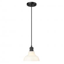  0305-S BLK-VMG - Carver BLK Small Pendant in Matte Black with Vintage Milk Glass Shade